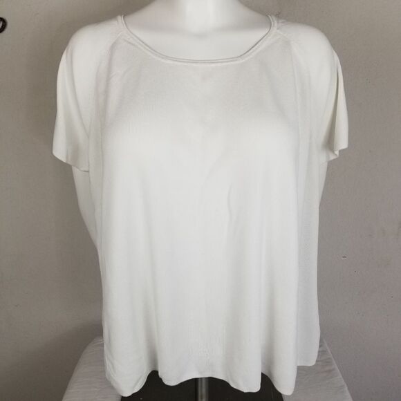 Coldwater Creek‎ Short Sleeve Ribbed White Blouse - Picture 1 of 8